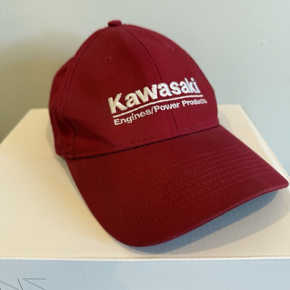 Vintage Kawasaki Baseball Cap Hat Red Adjustable 100% Cotton EUC Read Desc